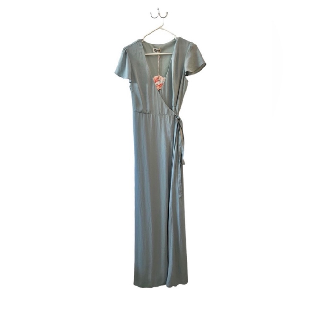 Show Me Your MuMu Dusty Blue Wrap Maxi Dress